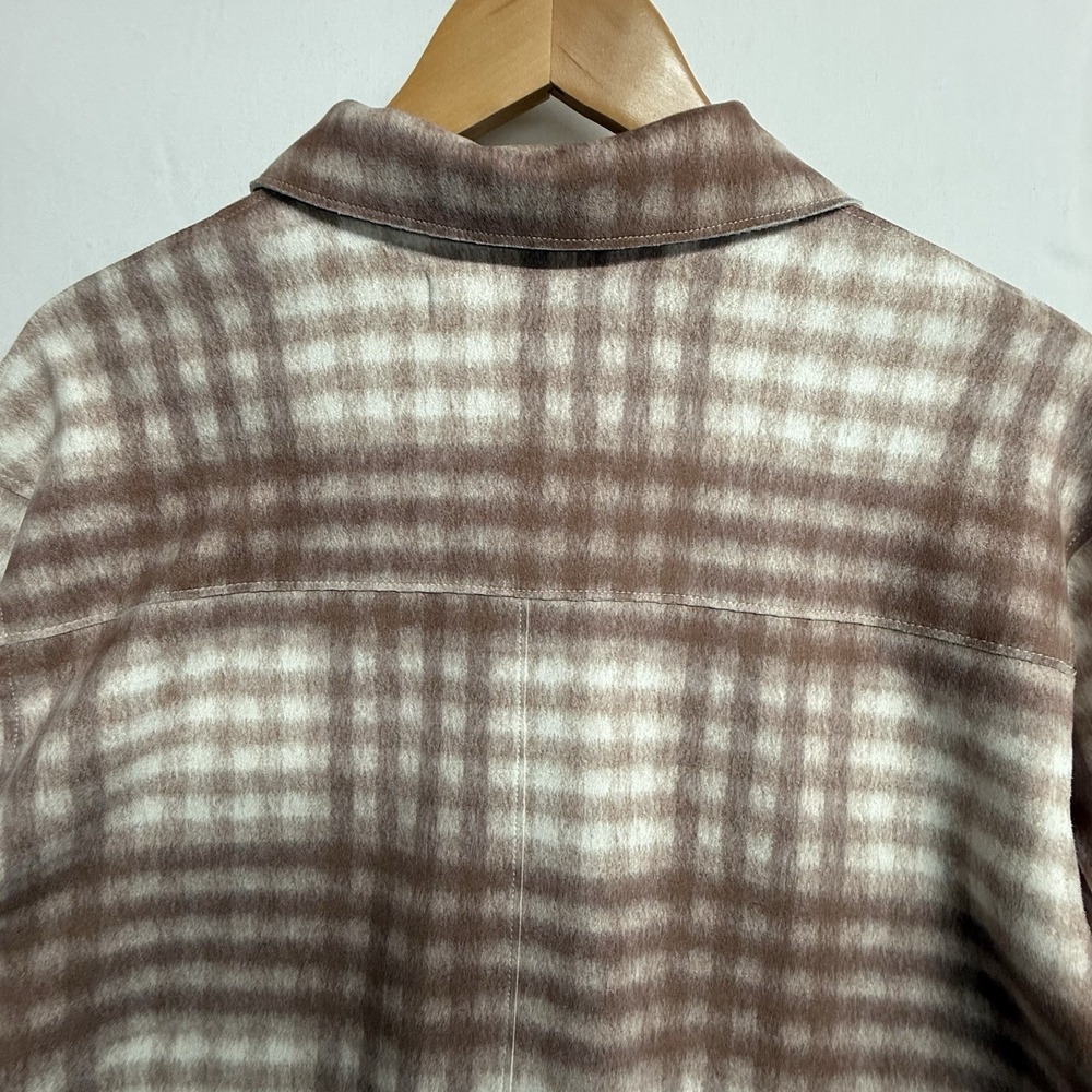 Zara Womens XS Plaid Shacket NWT Snap Front Shirt Jacket‎ Brown Cream - Picture 11 of 16